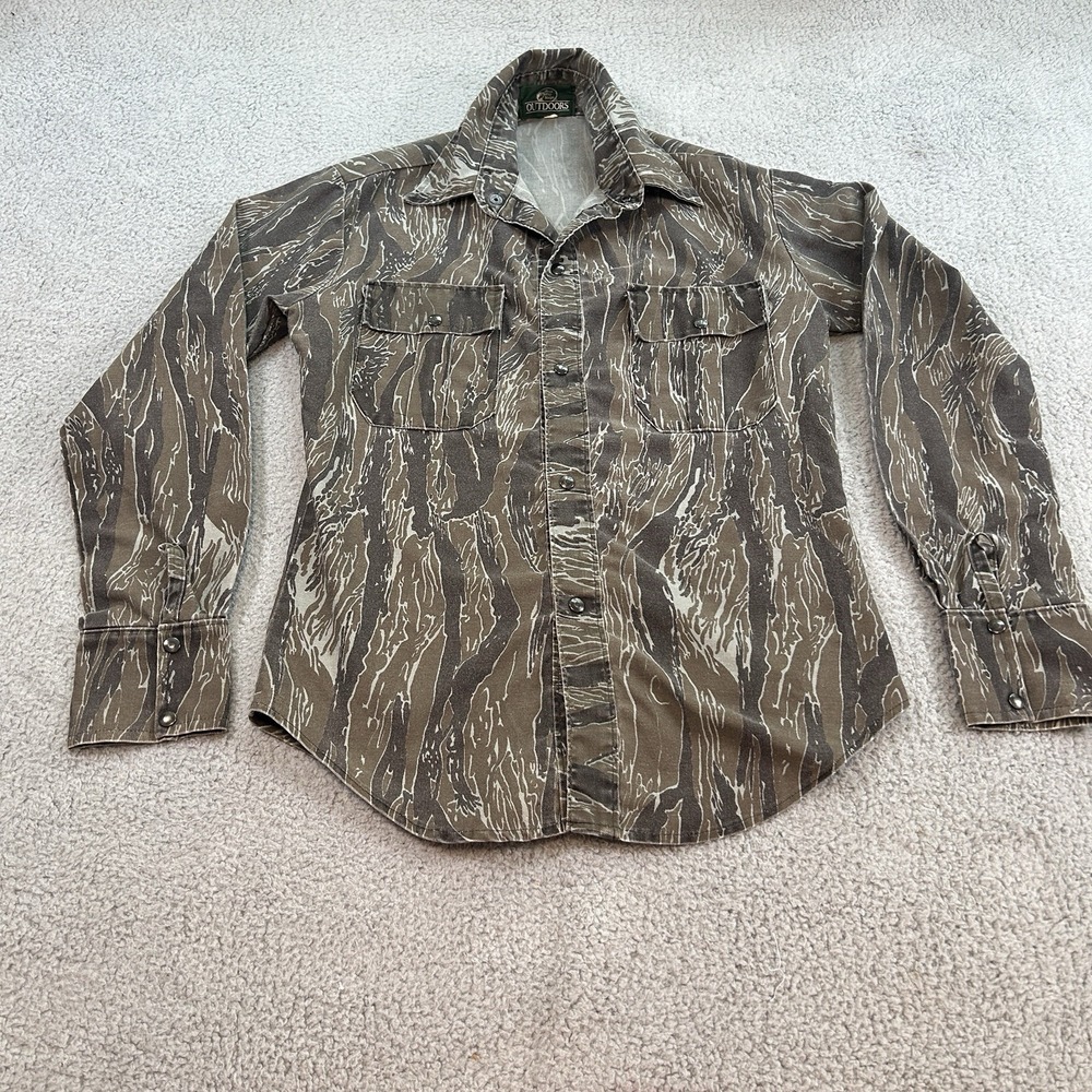 Bass Pro Shop Shirt Mens Medium Camouflage Long Sleeve  Snap‎ Button